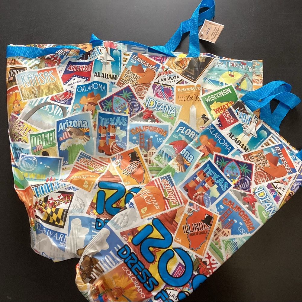 NWTS lot of 2 Ross fabric tote bags 19” by 22”